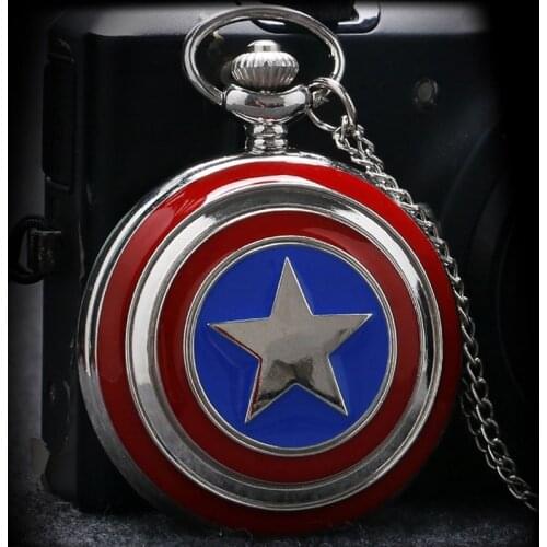 2021 Fashion Alloy Quartz Pocket Watch Star Pendant Necklace Chain FOB Analog Clock Children Christmas Gifts for Boys Girls Fans