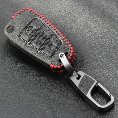 Car Styling 3 Buttons Genuine Leather Key Cover Case For Audi Sline RS A3 A4 A6 A6L A8 TT Q7 S6 Keychain Auto Accessories