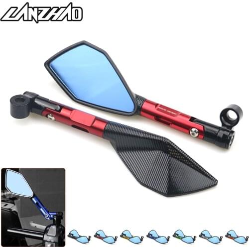CNC Aluminum Motorbike Handlebar Mirrors Blue Rearview Mirror Convex for Honda X-ADV 750 Grom MSX125 MSX125SF Vespa 2017 2018