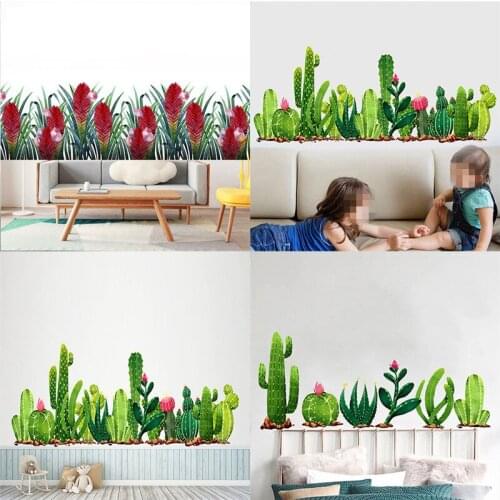 DIY Flower Cactus Plant Wall Sticker For Room Decoration Removable PVC Stickers Home Decor Wall Art Wall Decals