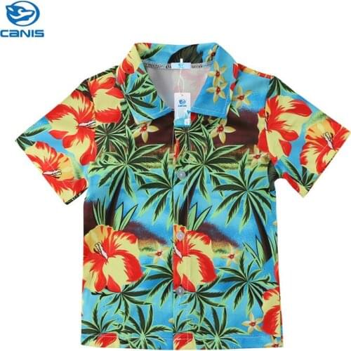 Hawaiian Style Kids Boys T-Shirts 2018 New Summer Coconut tree Print Children Boys Tops Tees Shirt Casual Beach Costume 0-5Y