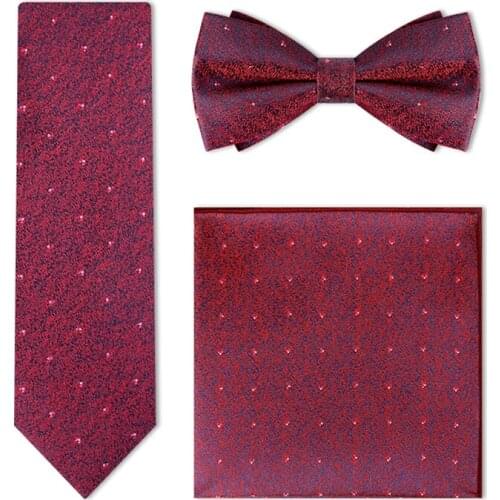 Designer Brand Wine Red 7CM Luxury Tie Set For Men Wedding Business Fashion Suit Dress Bowtie Necktie With Gift Box