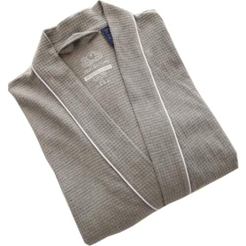 Mens Sleep Robes Cotton Waffle Bathrobes long design Couple Women Nightgown Plus Size Robe