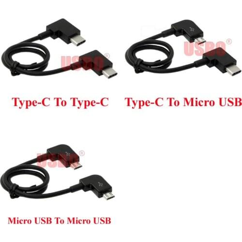 Supply double 90 degree Elbow black 0.3M USB3.1 Type C to Micro-USB male-male drone remote control adapter cable