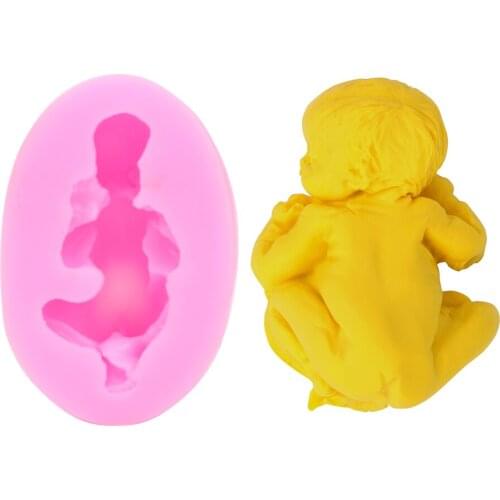 Cake Baking Mould Kitchen Accessories 3D Sleep Baby Silicone Mold Fondant Cutter Chocolate Cookie Cake DIY Decorating Tools