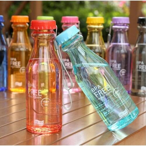 Hot Sale 100PCS/LOT 550ML High Quality Plastic Candy Color Portable Water Bottle Tour Sport Lemon Juice Kettle Drinkware