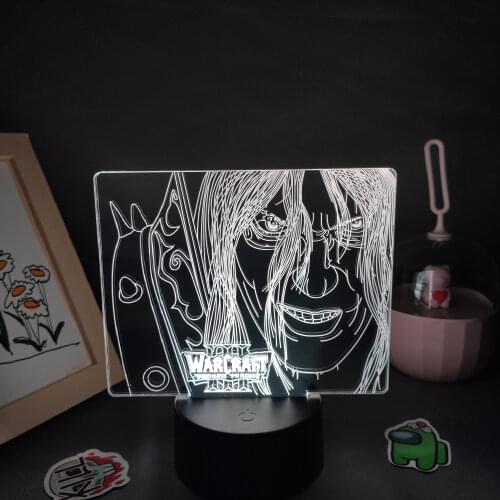 Game Warcraft3 Frozen Throne Arthas Menethil The Lich King Lamps 3D Led RGB Night Lights Cool Gift Bed Room Table Colorful Decor