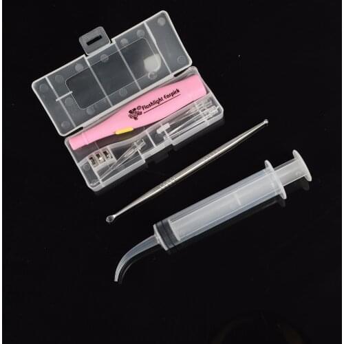 New Tonsil Stone Remover Tools LED Light Ear Wax Remover Stainless Steel Earpick With 3 Tips Irrigator Syringe Clean Care Tool