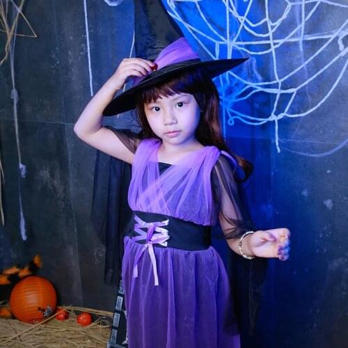 SHICAI Cute little witch costume Christmas party dress up props Halloween Fancy cosplay Dress child costume Free Shipping
