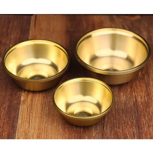 Brass Drinking Bowl Auspicious 50ml Tibetan Tribute Holy Water Cup Large and Small Size Buddhist Bowl Homes Gift Decorative