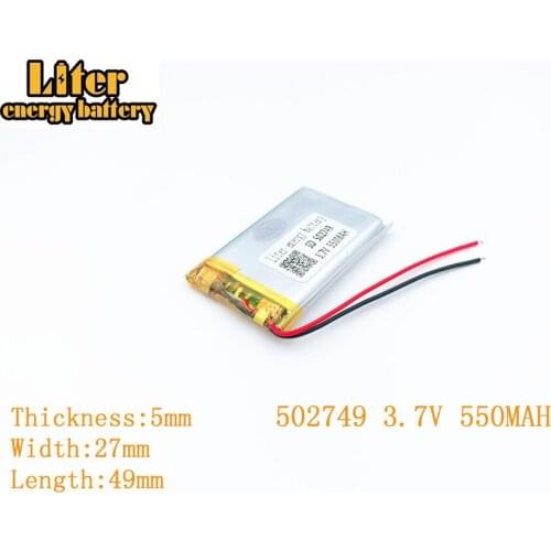 Liter energy battery 3.7V 550mAh 502749 plug Lithium Polymer Li-Po Rechargeable Battery For MP3 MP4 MP5 Lithium polymer battery