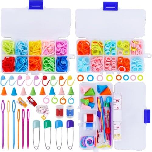 LMDZ 381Pcs Colorful Knitting Needles Plastic Stitch Marker Ring Holder Needle Clip Knitting Crochet Hook Locking Set DIY Craft