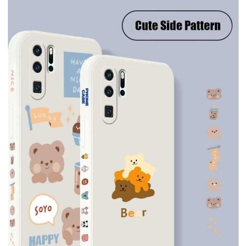 For Huawei P30 P40 Pro Cartoon Case Cute Silicone Camera Protection Shockproof Cover for Huawei Mate 30 40 Honor 20 Nova 5T 7 8
