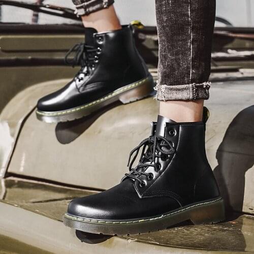 Men Boots Leather Winter Vintage Style Ankle Boots Men Martens Lace Up Footwear Fashion Casual Shoes Men Botas Hombre R10-81