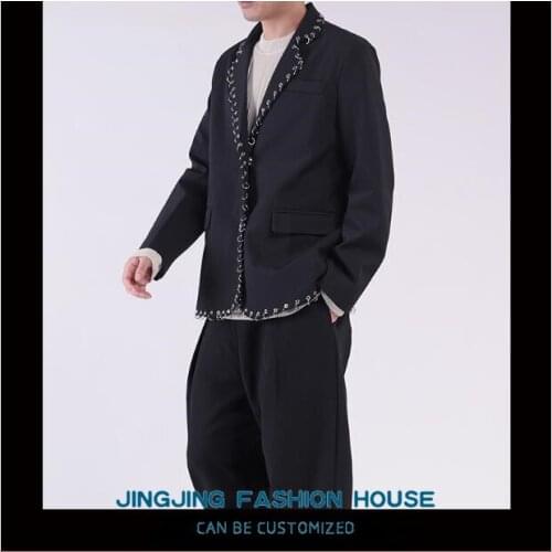 2020 Fall mens metal Punk design mens black blazer