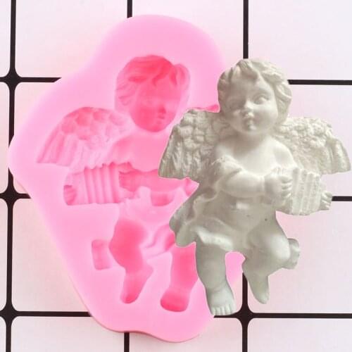 Music Baby Angel Silicone Molds Cupcake Topper Fondant Baby Birthday Cake Decorating Tools Candy Clay Chocolate Gumpaste Mould