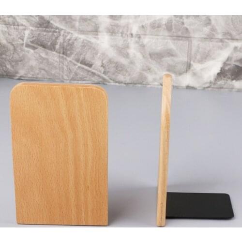 Nature Wooden Desktop Organizer Desktop Office Home Bookends Anti-skid Book Ends Stand Holder Shelf