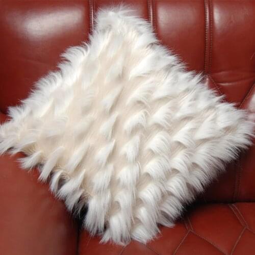 Luxury White Fluffy Plush Fur Cushion Cover Soft Beauty Pillow Case Cover Sofa Bed Car Home Room Decoration 45X45cm