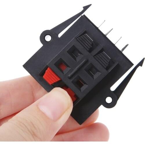 2021 New 4 Way 2 Row Push Release Connector Strip Block Plate Stereo Speaker Terminal