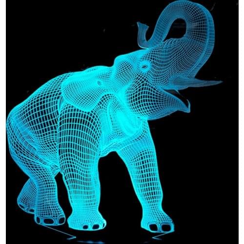 New Elephant 3D Night Light 7 Colorful Touch LED Lamp Stereo Visual Gifts 3D Light Fixtures Luminaria De Mesa Table Lamp