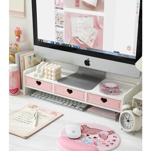 Nordic Office Computer Monitor Desktop Stand Neck Guard Monitor Riser Monitor Organizer