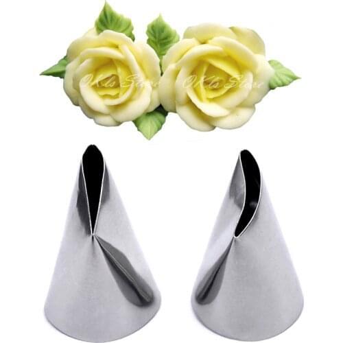 Wholesale 10 Sets(2 Pcs/set) Large Rose Petal Tips Icing Nozzle Decorating Tip Sugarcraft Cake Decorating Tools Baking Tools