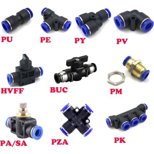 Pneumatic fittings PY/PU/PV/PE/HVFF/SA water pipes and pipe connectors direct thrust 4 to 12mm/ PU plastic hose quick couplings