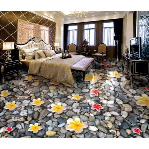Custom 3d floor tiles wallpaper Magnolia wallpapers for living room 3d flooring waterproof wallpaper vinyl flooring adhesives