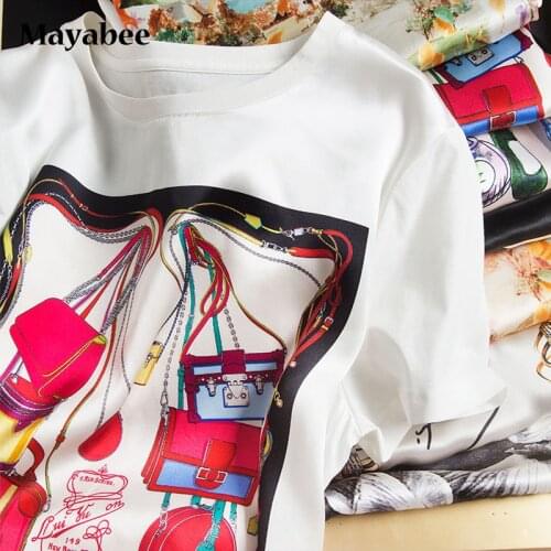 Early Spring! Explosive Silk Digital Printing T-Shirt Women 2021 New Style All-Match Outer Wear And Inner Wear