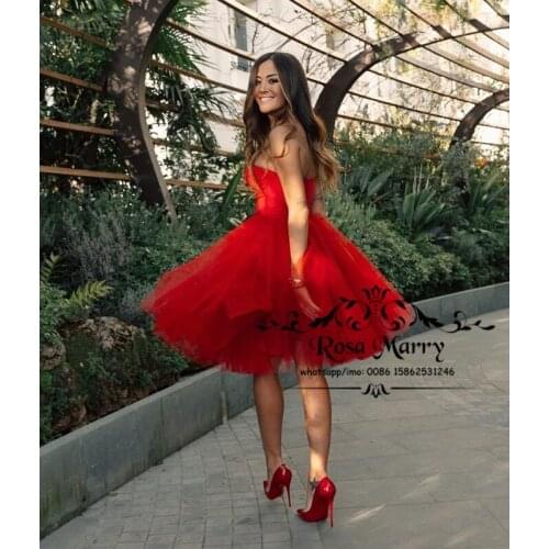 Sexy Red Short Cheap Prom Dresses 2020 Corset Plus Size Knee Length Girls Birthday Formal Evening Party Gowns For Women