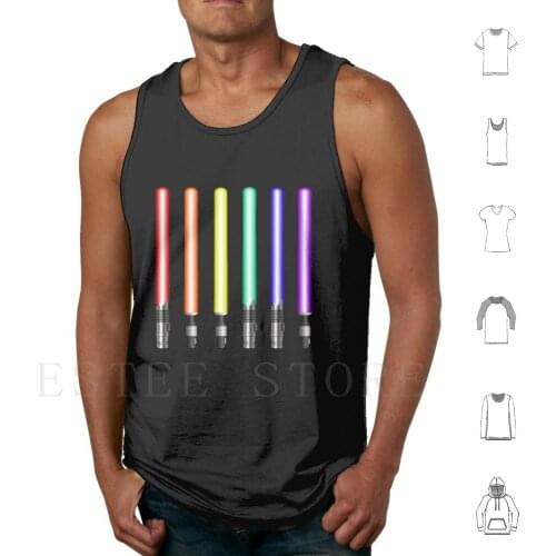 Light Saber Rainbow Tank Tops Vest Cotton Light Saber Rainbow Light Sabers Glowing Sword Glowing Swords Rainbow Glowing Swords