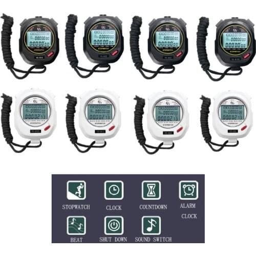 Three Rows of 100 Stopwatch Timers Track and Field Training Black and White 2 Color Optional Running Timer