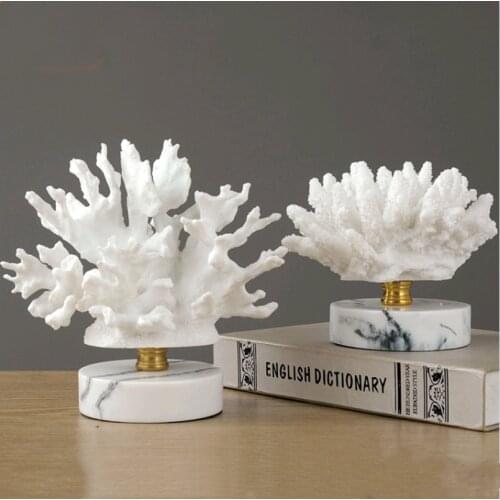 European Style Coral Ornaments Decorations Home Furnishing Resin Ornaments Pure Copper Bracket Living Room Porch Furnishings