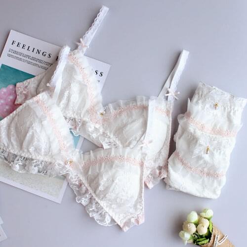Super Fairy Sexy Ultra Thin Bra and Panty Sets Lace Bra Thong Underwear Women Young Girls Japanese Schoolgirl Lingerie Intimates