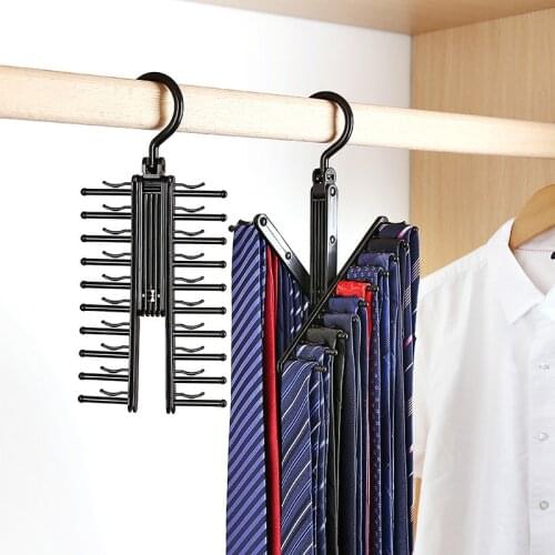 20 Rows Tie Rack Top Quality Belt Scarf Neckties Hanger Adjustable 360 Degree Rotating Holder Multifunctional Closet Organizer