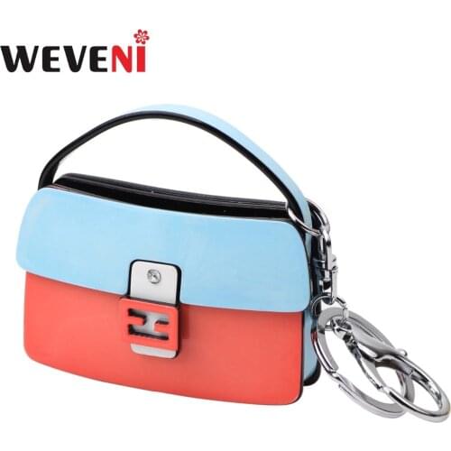 WEVENI Acrylic Handbag Shape Key Chain Key Ring For Women Bag Charm Keychain Key Holder Wholesale 2017 Hot Trendy Jewelry