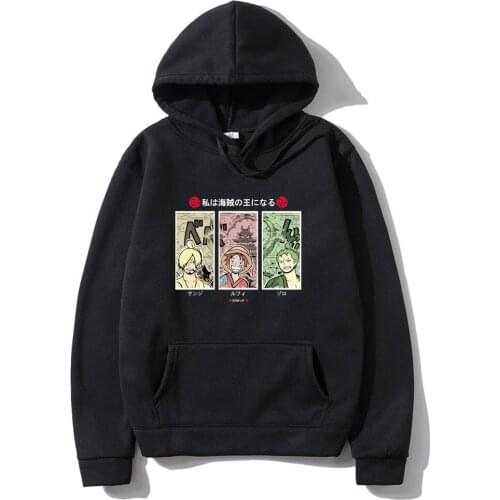 Japan Anime ONE PIECE Monkey D. Luffy and Roronoa Zoro and Sanji Print Hoodir Men Women Fashion Oversized Hoodies Sweatshirt