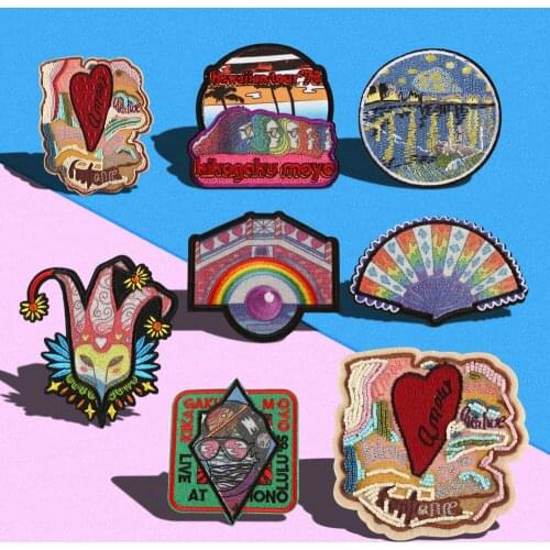 Japanese color fan Nail bead map Star map Patches in on for Clothes clown Embroidery DIY Appliques Child Clothing Accessories