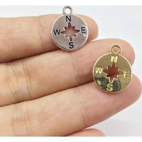 Eruifa 20pcs 15mm Nice Compass Star Zinc alloy Jewelry DIY Charms Pendant Necklace,Eearrings 2 Colors