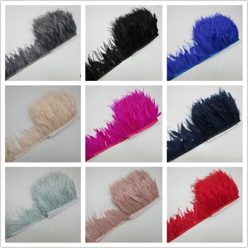 YY-tesco 10 Meters/lot Ostrich Feather trims 10-15cm-4-6inch For Turkey Feathers Trim ribbon mixing DIY Skirt Wedding Decoration