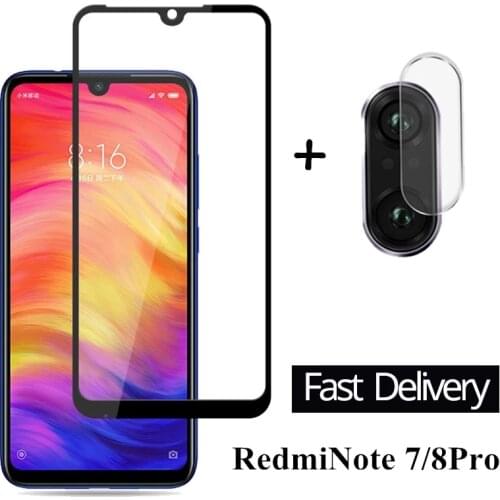 2 in 1 Tempered Glass For Xiaomi Redmi Note 7 8Pro 9pro Screen Protector On The For Redmi 7 8 8A 9s Note 8 Pro Protective Glass