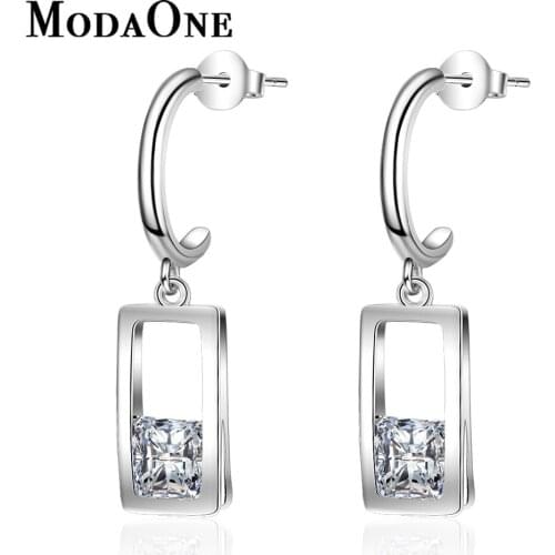 ModaOne Zircon 925 Sterling Silver Korean Long Big Drop Wedding Earrings For Women Jewelry Gift Pendientes Kolczyki Oorbellen