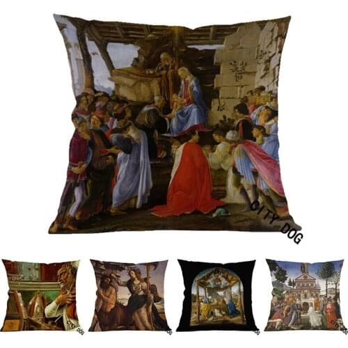 Famous Italian painter Painting art Christianity Good Friday Adoration of the Magi Cotton and linen square pillow Cushion cover
