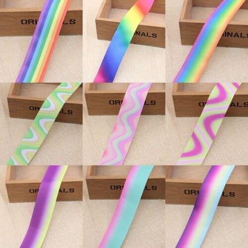 1meter 40mm rainbow stripe printed grosgrain ribbons cartoon diy hair bow Tape Wedding Party Decoration Gift Wrapping Chrismas