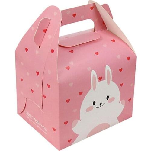 10PCS Cartoon Rabbit Printed Portable Cake Packing Boxes For DIY Baking Supplies