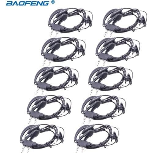 10pcs baofeng ham radio 2pin K port earpiece ptt mic headset for handheld walkie talkie baofeng UV-5R UV-82 BF-888S 2 way radio
