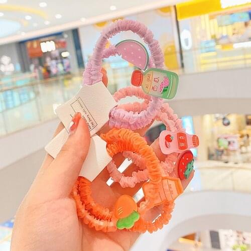 2 Pcs/Set Children Cute Colors Cartoon Flower Scrunchies Rubber Bands Girls Lovely Elastic Hair Bands Kids Hair Accessories