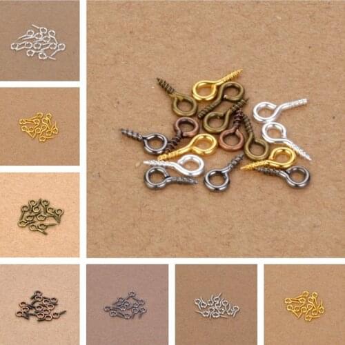 200pcs 4x9mm Gold/Silver Metal Small Mini Eye Pins Eyepins Hooks Eyelets Screw Clasps Jewelry Findings Threaded Hardware