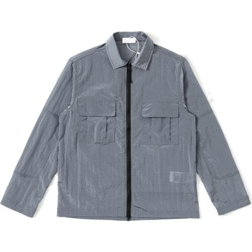 21ss Summer Mens Casual Tooling Style Metal Nylon Material Jacket Shirt