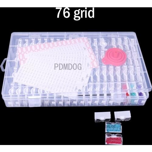 76/32 Gird 5D DIY Diamond Painting Tools Storage Box Rhinestones Beads Container Box Diamond Painting Accessories Organizer Case